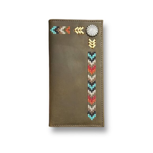 Justin Boots Other - Justin Rodeo Wallet Brown Genuine Leather Tooled Western Stitch RFID Long Bifold